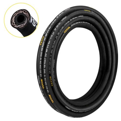 Hydraulic Hose 1/4 inch x 50 ft, Coiled Hydraulic Hose 5800 PSI, Rubber Hydraulic Hose with 2 High-Tensile Steel Wire Braid, Bulk Hydraulic Hose -20Ã¸C to 140Ã¸C, Hydraulic Oil Flexible Hose