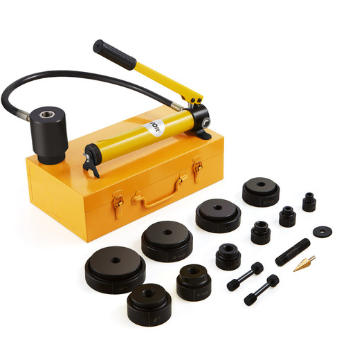 900W Electric Hydraulic Hole Puncher Steel Plate Hole Punching Tool 10T  MHP-20 With Dies Set Electro Metric Steel Metal Kit