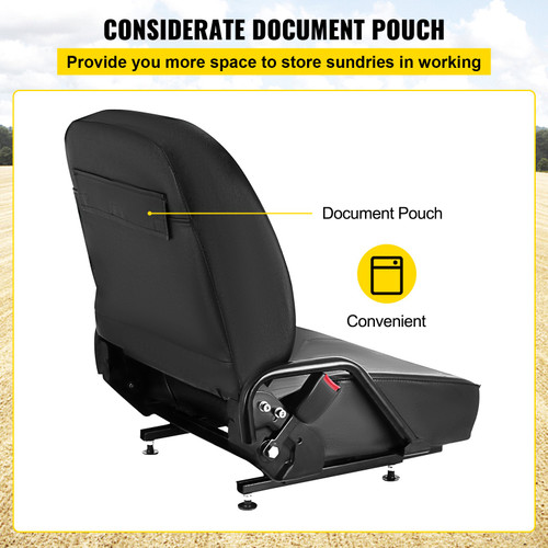 Universal Forklift Seat Komatsu Style Folding Forklift Seat with Retractable Seatbelt and Adjustable Backrest Suspension Seat for Tractors Backhoes