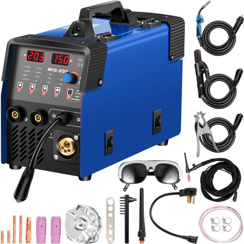 MIG Welder 200A Welding Machine 3 in 1 Combo MMA/MIG/LIFT TIG Welder Machine Flux Core Welder Portable Welding Machine Welding Wire Dia. 0.8 - 1.0 mm w/ 1 KG Welding Wire Stick Welder 110V/220V