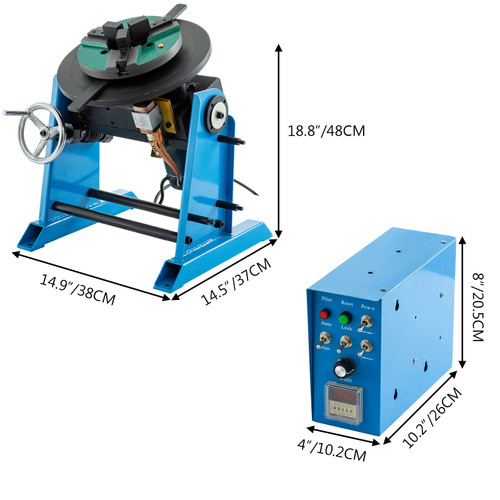 50KG Rotary Welding Positioner Turntable Table 110V 80W Angle 0 to 90ø Welding Positioner Positioning Turntable 310mm Diameter Welder Positioner Turntable Machine 200mm Lathe Chuck