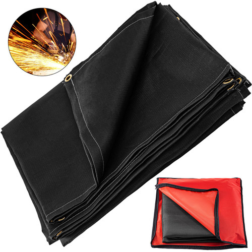 10 x 10 Ft Welding Blanket Black Fiberglass Blanket Portable Fiberglass Fire Retardant Blanket Welding Mat Welding Fireproof Thermal Resistant Insulation With Carry Bag