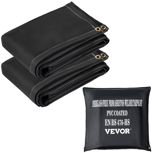 Fire Blankets, 2 Pack Welding Blankets, 8' x 10'Ã¿Fire Suppression Blanket, 1022Ã¸F Flame Retardant Blanket, BlackÃ¿Fire Emergency Blankets, Fiberglass Fire Retardant BlanketÃ¿withÃ¿12Ã¿Brass Grommets