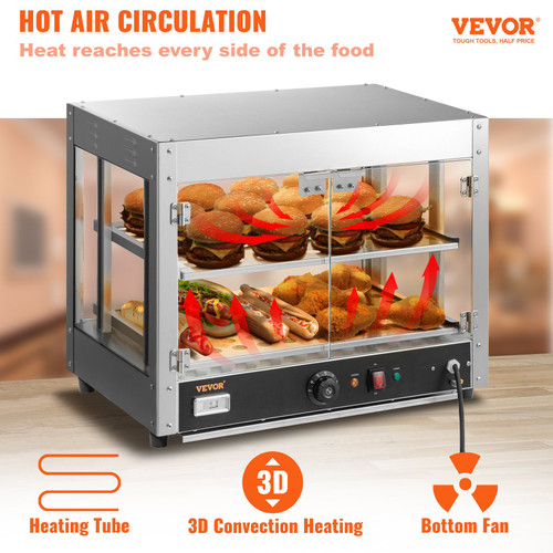 Hot Box Food Warmer, 16x16x24 Concession Warmer with Water Tray