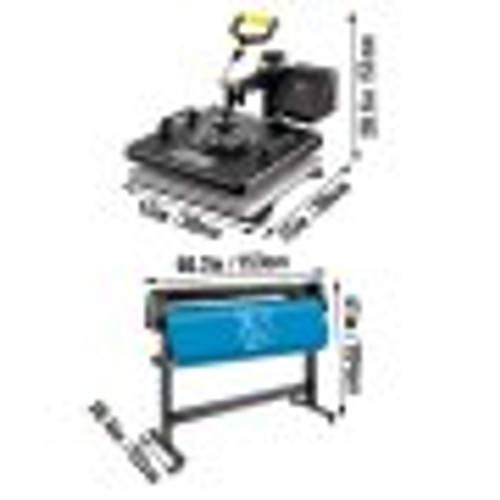 15"x15" Heat Press 6 In 1 Sublimation Machine + 53" Vinyl Cutter/plotter Cutting