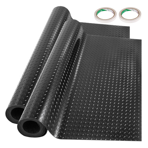 Garage Floor Mats 2 Rolls 14.7 x 3.6 Ft Garage Mat 2.5mm Thickness Black Garage Flooring PVC Garage Mats for Under Car