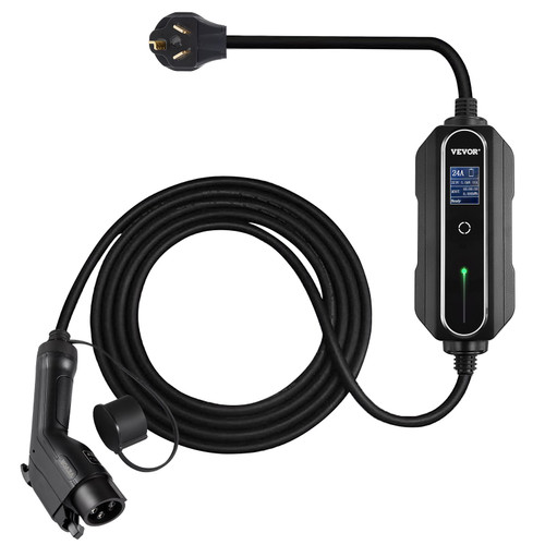 Level 2 EV Charger, 32 Amp 110-240V, Portable Electric Vehicle Charger with 25 ft J1772 Charging Cable NEMA 14-50 Plug, 10/16/20/24/32A Adjustable Plug-in EV Charging Station for Electric Cars