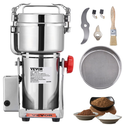 1000g Electric Grain Mill Grinder, High Speed 3750W Commercial Spice Grinders, Stainless Steel Pulverizer Powder Machine, for Dry Herbs Grains Spices Cereals Coffee Corn Pepper, Swing Type