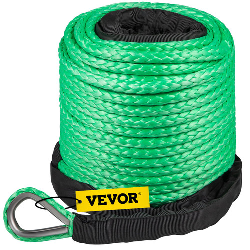 Green Synthetic Winch Line 5/16 Inch X100FT Synthetic Winch Rope 12000 LBS Tow Rope for Car with Sheath (100ft)