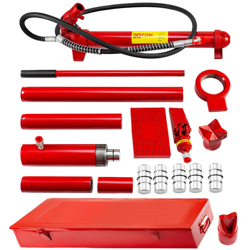 20 Ton Porta Power Kit 1.4M Oil Hose Hydraulic Car Jack Ram 13.78 inch Lifting Height Autobody Frame Repair Power Tools for Loadhandler Truck Bed Unloader Farm Hydraulic Equipment Construction