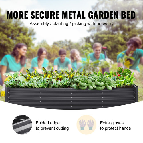 Galvanized Raised Garden Bed Planter Box 94.5x47.2x23.6" Flower Vegetable
