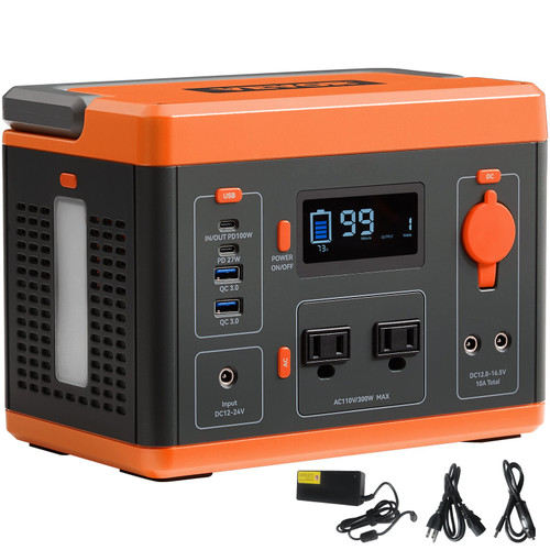 Portable Power Station Solar Generator 296Wh 300W Backup Lithium Battery