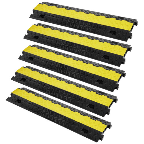 5PCs Cable Protector Ramp 2Channel 22000lbs Load TPU Wire Cable Cover Ramp