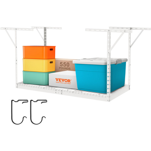 Overhead Adjustable Garage Storage Rack 36x72in Ceiling Rack 550lbs White Overhead Adjustable Garage Storage Rack 36x72in Ceiling Rack 550lbs White