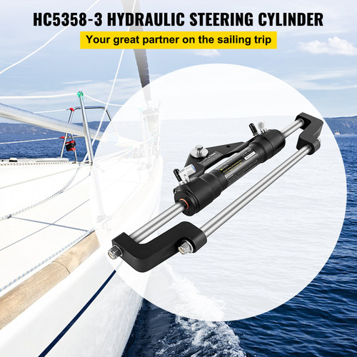 Hydraulic Steering Cylinder 300HP, Hydraulic Steering, Front Mount, Hydraulic Outboard Steering Cylinder for Marine Boat Steering System
