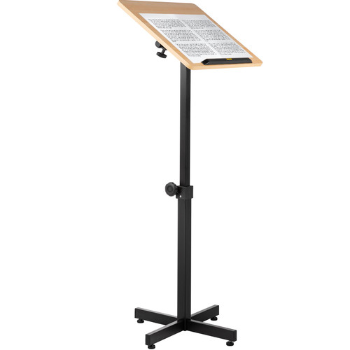 Lectern Podium Stand, Height Adjustable Laptop Table, Portable Presentation Standing for Classroom, Office, Church, Tilting Desktop with Edge Stopper, Oak (100-55203)