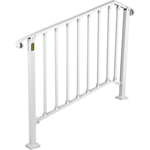 Fit 3 or 4 Steps Outdoor Stair Railing, Handrails for Outdoor Steps, Picket#3 Wrought Iron Handrail, Flexible Porch Railing, White Transitional Handrails for Concrete Steps or Wooden Stairs