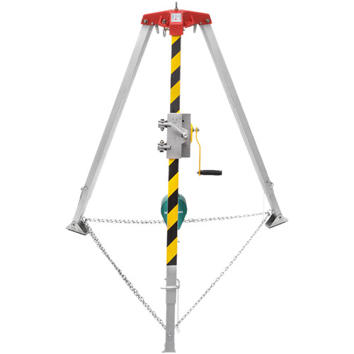 Confined Space Tripod Kit 1200LBS Winch, Confined Space Tripod 7' Leg Bracket and 98' Cable, Confined Space Rescue Tripod 32.8' Fall Protection for Traditional Confined Spaces