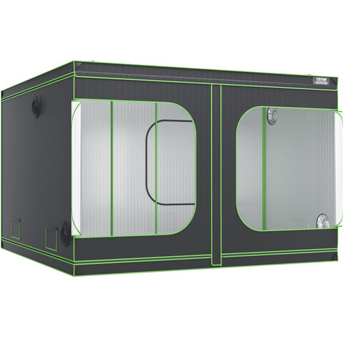 10x10 Grow Tent, 120'' x 120'' x 80'', High Reflective 600D Mylar Hydroponic Growing Tent with Observation Window, Tool Bag and Floor Tray for Indoor Plants Growing