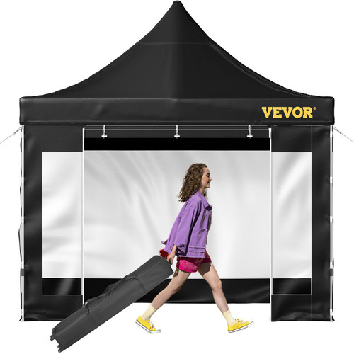 Pop Up Canopy Tent, 10 x 10 FT, Outdoor Patio Gazebo Tent with Removable Sidewalls and Wheeled Bag, UV Resistant Waterproof Instant Gazebo Shelter for Party, Garden, Backyard, Black