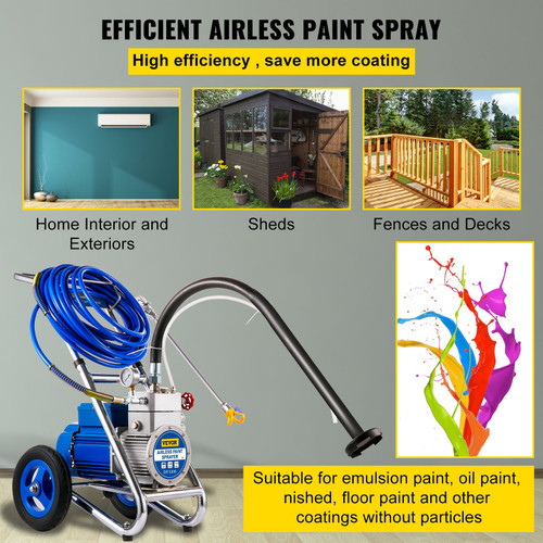 Airless Paint Sprayer, 1500W High Efficiency Cart Airless Paint Sprayer, 1GPM 50FT Hose Paint Sprayer,Decreases Overspray by up to 55%, for Home Interior Exterior w/ 621 Tip, 6in Extension Bar