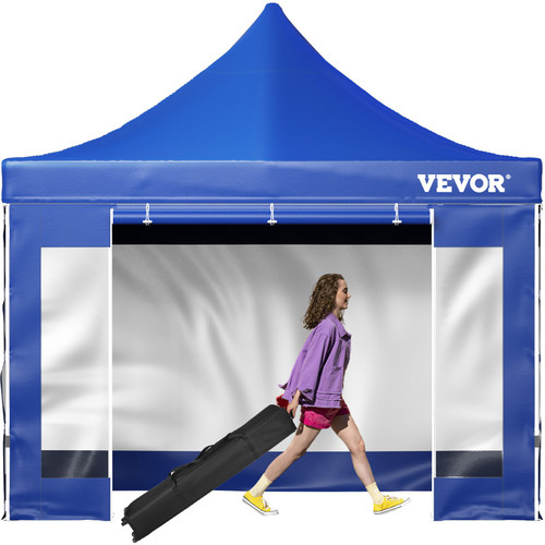Pop Up Canopy Tent, 10 x 10 FT, Outdoor Patio Gazebo Tent with Removable Sidewalls and Wheeled Bag, UV Resistant Waterproof Instant Gazebo Shelter for Party, Garden, Backyard, Blue