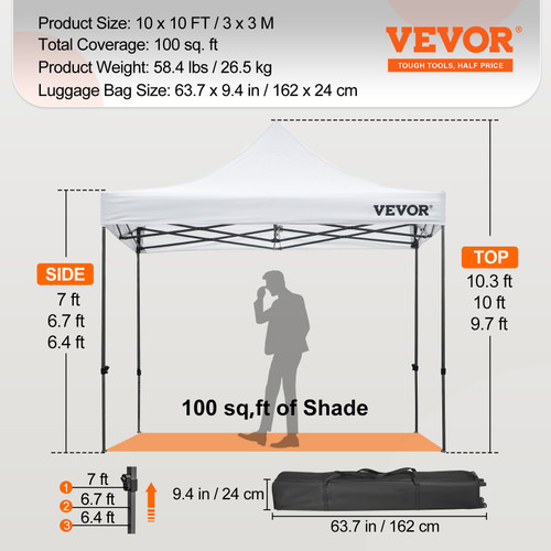 Pop Up Canopy Tent, 10 x 10 FT, Outdoor Patio Gazebo Tent with Removable Sidewalls and Wheeled Bag, UV Resistant Waterproof Instant Gazebo Shelter for Party, Garden, Backyard, White