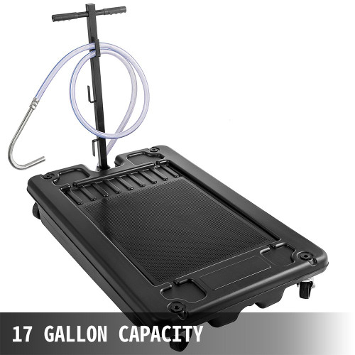 VEVOR Low Profile Oil Drain Pan 17 Gallon Oil Drain Pan with Electric Pump 64L Oil Change Pan with 10' Hose for Car SUV Trailer Draining Oil