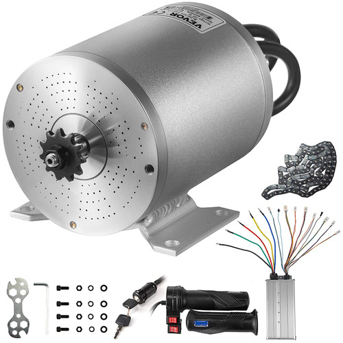 VEVOR Electric Brushless DC Motor,72V 3000W Brushless Electric Motor,4900RPM Brushless Motor Kit,w/Controller and Throttle Grip for Electric Scooter E Bike Engine Motorcycle DIY Part Conversion Kit
