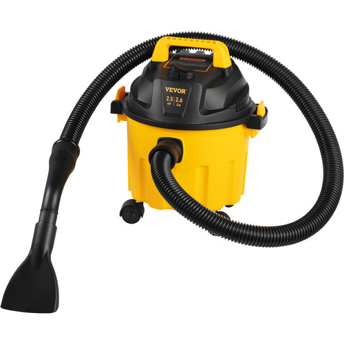 Wet Dry Vac, 2.6 Gallon, 2.5 Peak HP, 3 in 1 Shop Vacuum with Blowing Function, Portable with Attachments to Clean Floor, Upholstery, Gap, Car, ETL Listed, Yellow