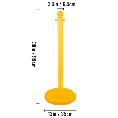 Plastic Stanchion, 6pcs Chain Stanchion, Outdoor Stanchion w/ 6x39.5inch Long Chains, PE Plastic Crowd Control Barrier for Warning/Crowd Control at Restaurant, Supermarket, Exhibition, City Mall