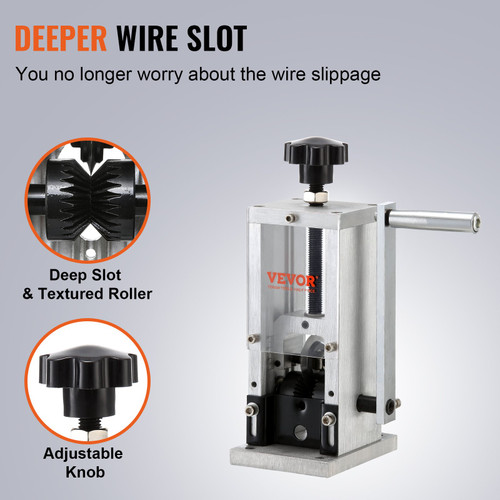 Manual Wire Stripping Machine, 0.06''-0.98'' Copper Stripper with Hand Crank or Drill Powered, Visible Stripping Depth Reference, Portable Aluminum Frame Wire Peeler for Scrap Copper Recycling