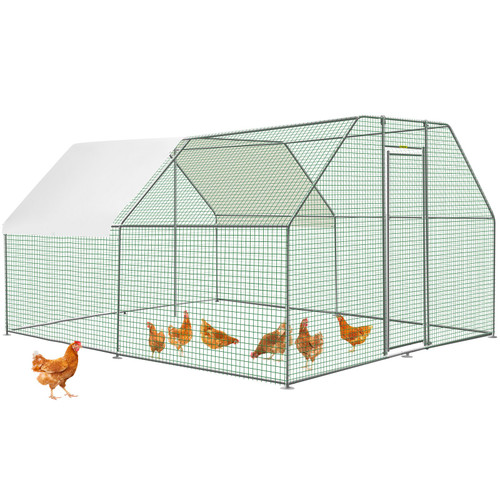 Large Metal Chicken Coop with Run, Walk-in Chicken Runs for Yard with Waterproof Cover, Outdoor Poultry Cage Hen House for Farm Use, 12.8x9.8x6.5ft Large Area for Duck Coops and Rabbit Runs