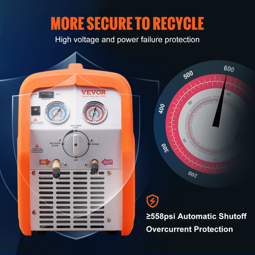 1 HP Refrigerant Recovery Machine - Dual Cylinder Portable AC Recovery Machine with High Pressure Protection 120V 60Hz Recovery Machine HVAC for Vapor Liquid Refrigerant, Car Air Conditioning