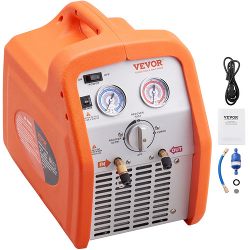 1 HP Refrigerant Recovery Machine - Dual Cylinder Portable AC Recovery Machine with High Pressure Protection 120V 60Hz Recovery Machine HVAC for Vapor Liquid Refrigerant, Car Air Conditioning