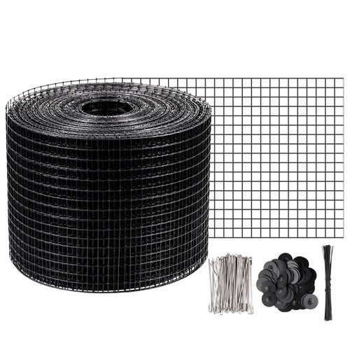 Solar Panel Bird Wire, 6inch x 98ft Critter Guard Roll Kit, Solar Panel Guard w/ 100pcs Stainless Steel Fasteners, 50pcs Tie Wires, Removable PVC Coated Wire for Squirrel Bird Critters Proofing