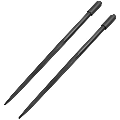 Hay Spears, 49inch Hay Bale Spear, 3000lbs Bale Hay Spike, 1.75inch Wide Spike Fork Tine, Black Coated Hay Spear Attachment with Sleeve and Nut, 1 Pair for Tractors Loaders Buckets Skid-steers