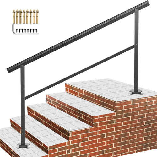 Outdoor Handrail 165LBS Load Handrail Outdoor Stairs Aluminum Stair Handrail 60 x 35" Outdoor Stair Railing Transitional Range from 0 to 30° Staircase Handrail Fits 4-5 Steps with Screw Kit