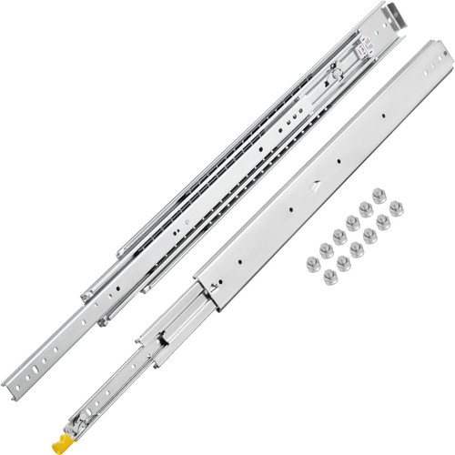 Heavy Duty Drawer Slides 48" Length, Locking Drawer Slides 500lbs Load Capacity Long Full Extension Drawer Slide 1 Pair Side Mount Ball Bearing Drawer Glides Push to Open Drawer Runners Rail