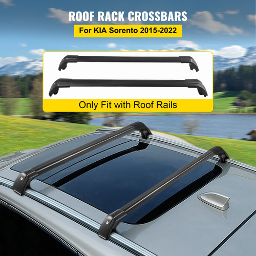 Roof Rack Compatible with Kia Sorento 2015-2021 Cross Bars Baggage Locking Roof Rail Crossbars Luggage Cargo Ladder Bike Load Roof Cross Bars 2015 2016 2017 2018 2019 2020 2021Black