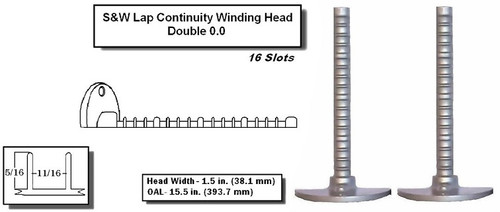S&W Lap Continuity Heads Lap Continuity Head 16 Slots - 1.5 in. (38.1 mm) Head Width - OAL 15.5 in. (393.7 mm) S&W Lap Continuity Heads Lap Continuity Head 16 Slots - 1.5 in. (38.1 mm) Head Width - OAL 15.5 in. (393.7 mm)