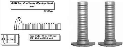S&W Lap Continuity Heads Lap Continuity Head 16 Slots - 3.5 in. (88.9 mm) Head Width - OAL 15.5 in. (393.7 mm)	