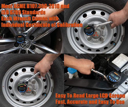 1-360Â° Digital Angle Gauge (Â±2Â° Accuracy), 50 Memory Slots, Sequential LED and Buzzer Notification, LCD Display, Peak and Track Modes, Accuracy Calibrated, Blue
