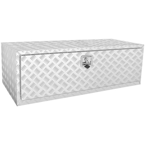 Underbody Truck Box, 48"×24"×24" Pickup Storage Box, Heavy Duty Aluminum Diamond Plate Tool Box with Lock and Keys, Waterproof Trailer Storage Box with T-Handle Latch for Truck, Van, Trailer