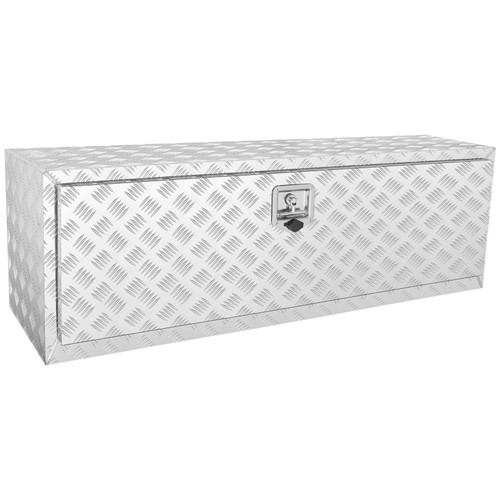 Underbody Truck Box, 48"17"18" Pickup Storage Box, Heavy Duty Aluminum Diamond Plate Tool Box with Lock and Keys, Waterproof Trailer Storage Box with T-Handle Latch for Truck, Van, Trailer