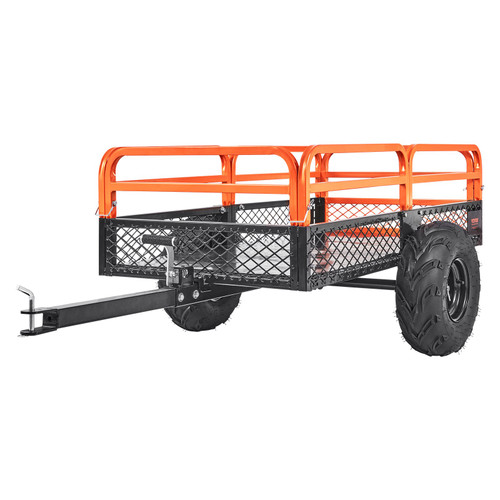 Heavy Duty Steel ATV Dump Trailer, 1500-Pound Load Capacity 15 Cubic Feet, Tow Behind Dump Cart Garden Trailer, with Removable Sides and 2 Tires, for Mowers, Tractors, ATV, UTV