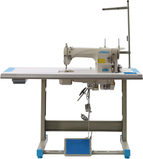 Industrial Sewing Machine, 550W Heavy-duty Lockstitch Sewing Machine with Motor and Table Stand, Electro-mechanization Intelligent Start-stop, 0-5 mm Commercial Grade Sewing Machine 