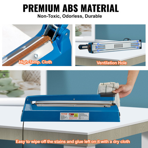 Impulse Sealer 8 inch, Manual Heat Seal Machine with Adjustable Heating Mode, ABS Shrink Wrap Bag Sealers for Plastic Mylar PE PP Bags, Portable Poly Bag Sealing Machine with Extra Replace Kit