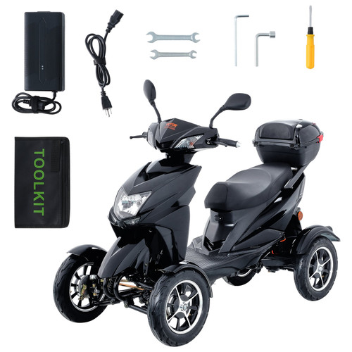 Heavy Duty 4-Wheel Mobility Scooters for Seniors & Adults 450lbs Capacity - 40 Miles 3-Speed Long Range, 500W All Terrain Electric Recreational Scooter Wheelchair with 20Â° Max Climbing Capacity