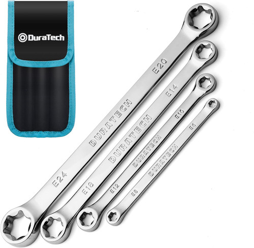 4-Piece E-Torx Wrench Set, Double Box End Wrench Set, CR-V Steel, Including E6*E8, E10*E12, E14*E18 and E20*E24, Organized in Pouch (200-JNR5R6) 4-Piece E-Torx Wrench Set, Double Box End Wrench Set, CR-V Steel, Including E6*E8, E10*E12, E14*E18 and E20*E24, Organized in Pouch (200-JNR5R6)